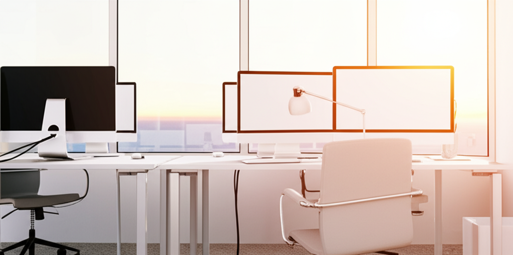 Office workspace with modern technology